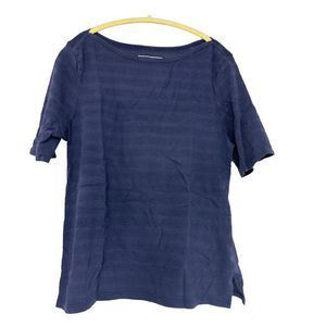 Charterclub Womens Dark Blue Short Sleeves T Shirt Size L